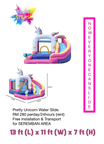 QR code: PRETTY UNICORN WATER SLIDE RM280/perday