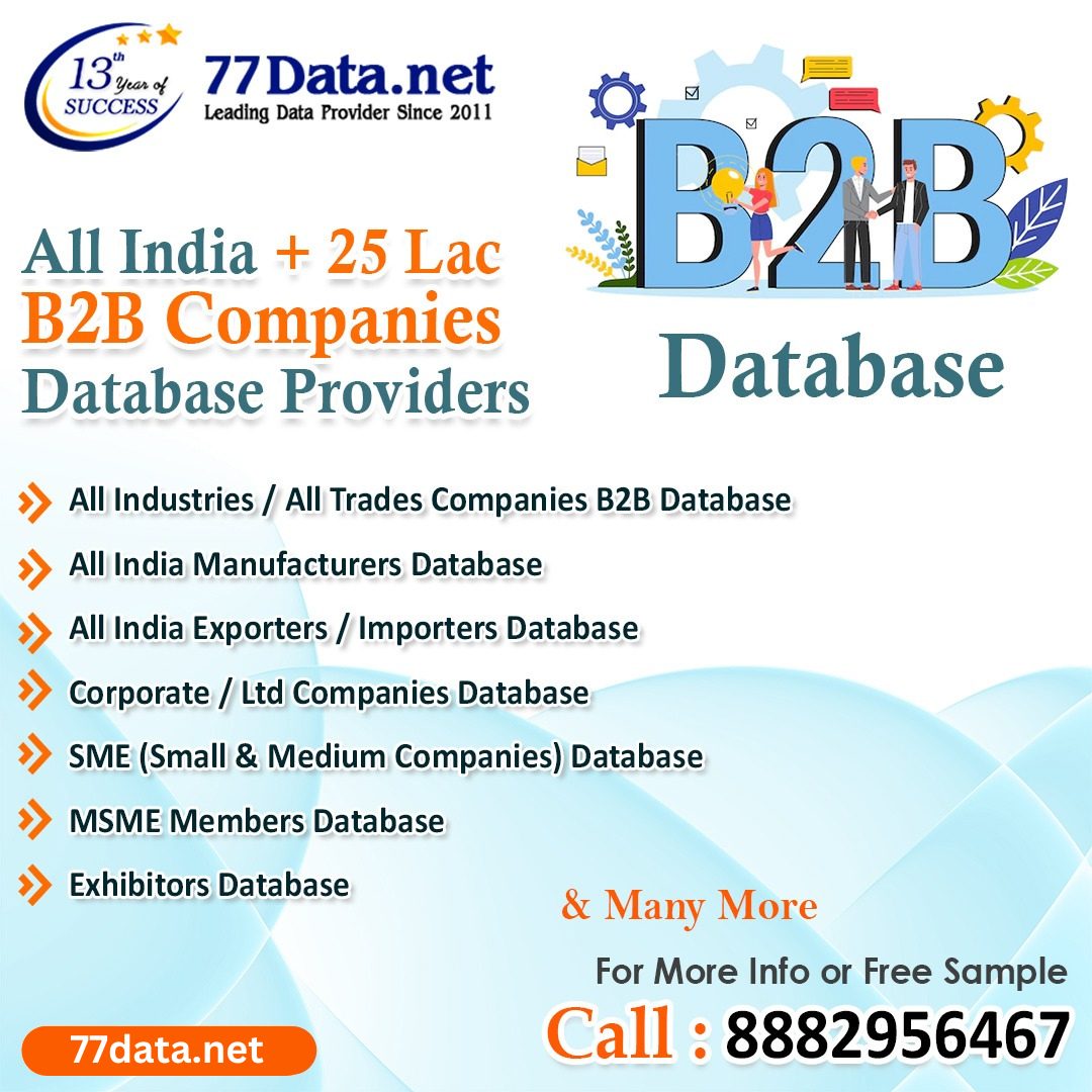 Download the B2B Companies Database in India- 77Data