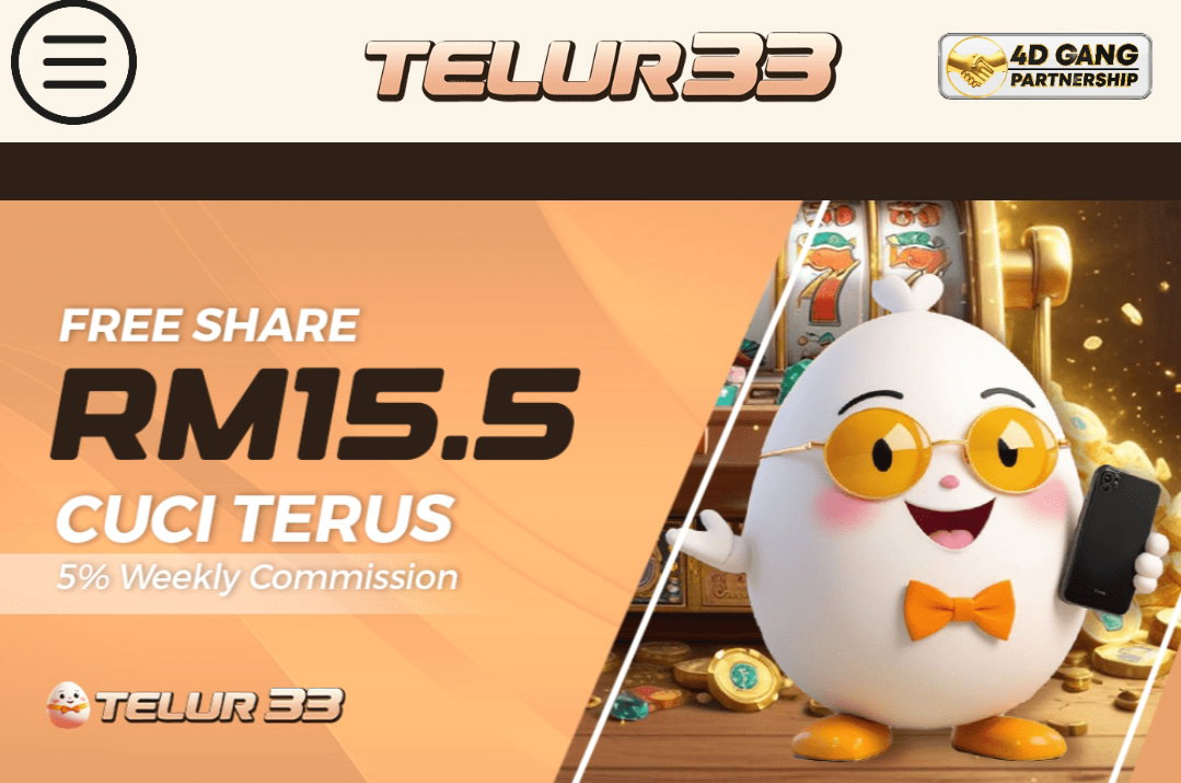 TELUR33 | New Register Free Credit RM30 | 365 Day Free Credit RM10 | 100% Trusted
