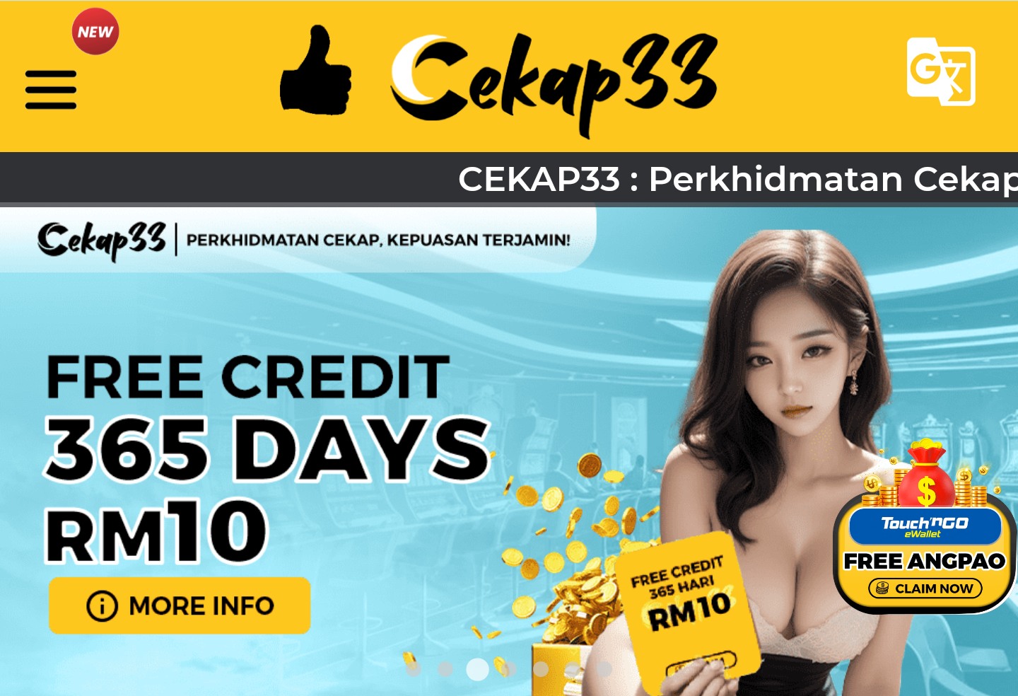 Trusted👍🏻✨CEKAP33✨ 🔥Free Register RM10 & 365 Free Credit RM10🔥