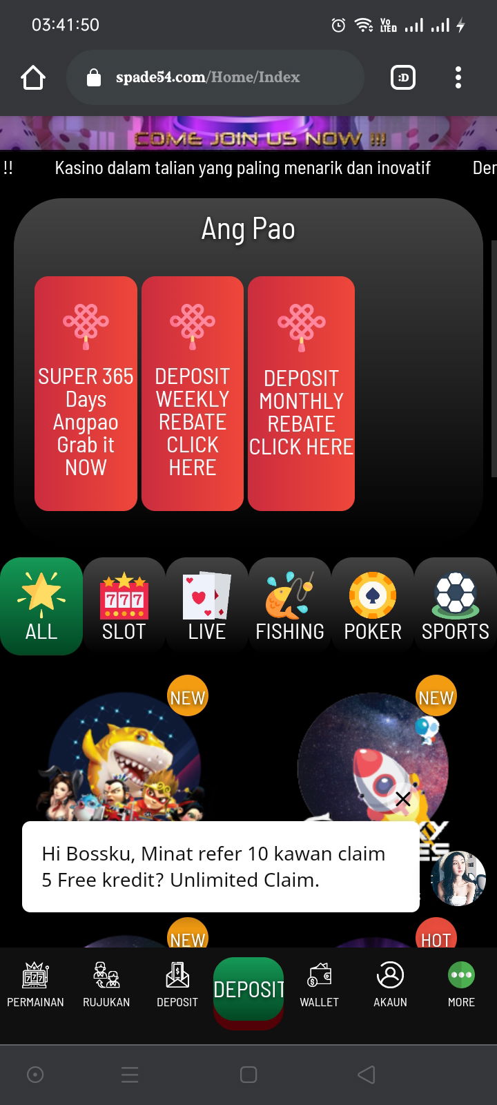 Free credit angpou and angpou new member 