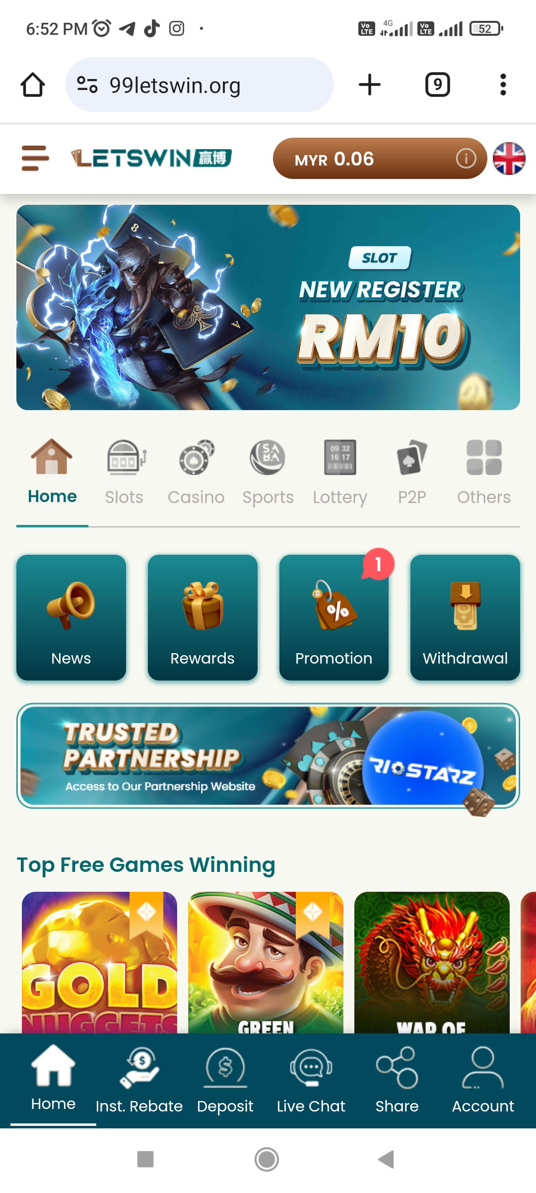 10 Free Kedit 20 Can withdraw Max wid RM15