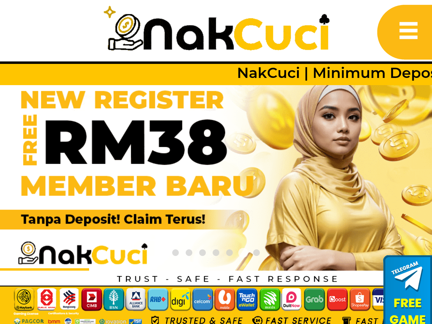 Trusted👍🏻✨NAKCUCI✨ 🔥Free Register Credit  RM38 & Welcome Bonus 70%🔥