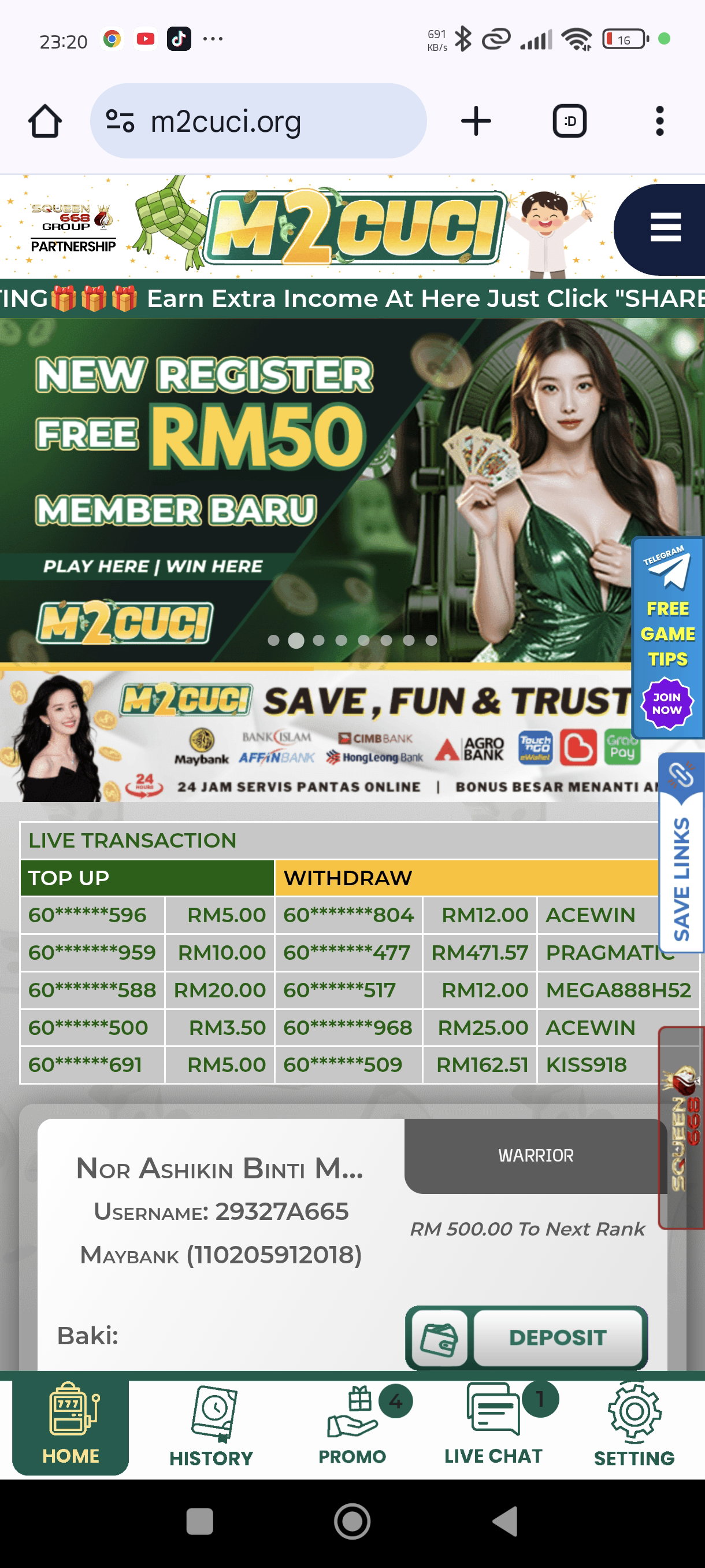 M2CUCI | New Register Free Credit RM50 | 365 Day Free Credit RM10 | 100% Trusted