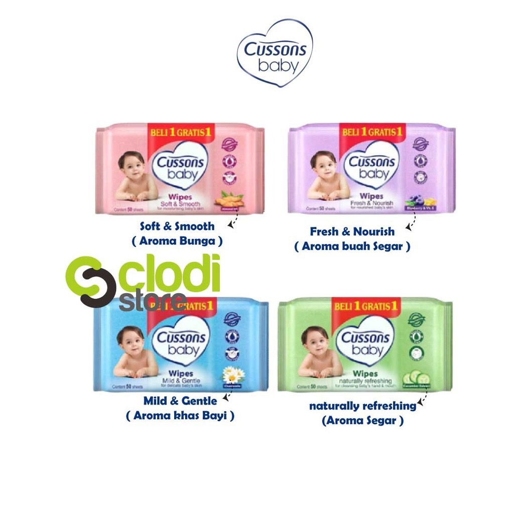 07 - Tisu Basah Cussons Baby Wipes 50s buy1 get1