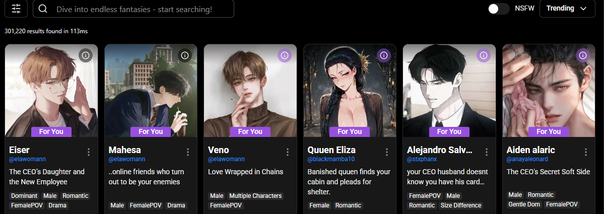 Who Uses Roleplay Chatbots and What Are They Looking For?