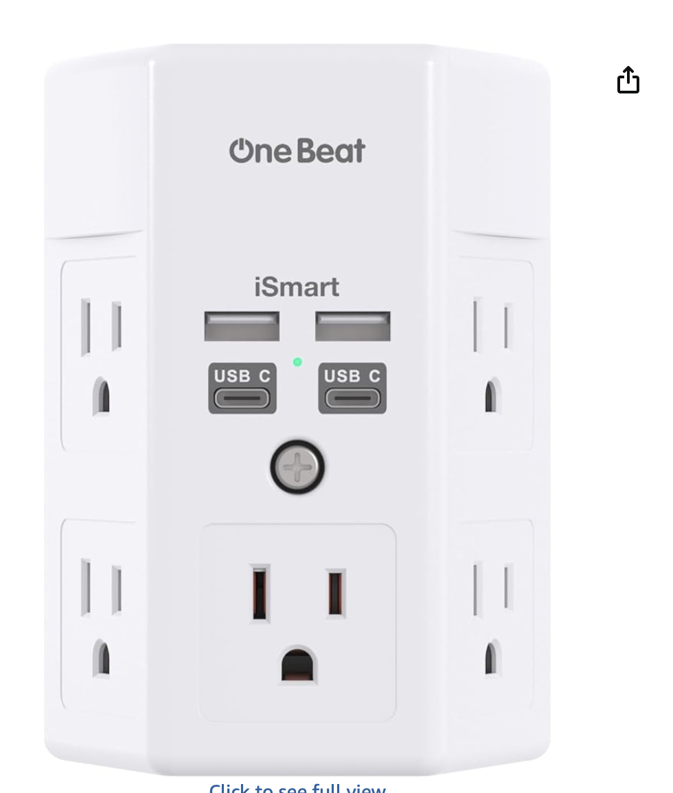 Surge Protector, 5 Outlets Extender with 4 USB Ports(USB C), 3-Side 1680J Power Strip Multi Plug Outlet Expander - -30% $6.99