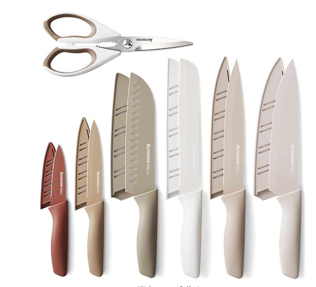Astercook Knife Set, 13 Pieces Kitchen Knives Set with Healthy Anti-Rust Coating - -60% $19.99