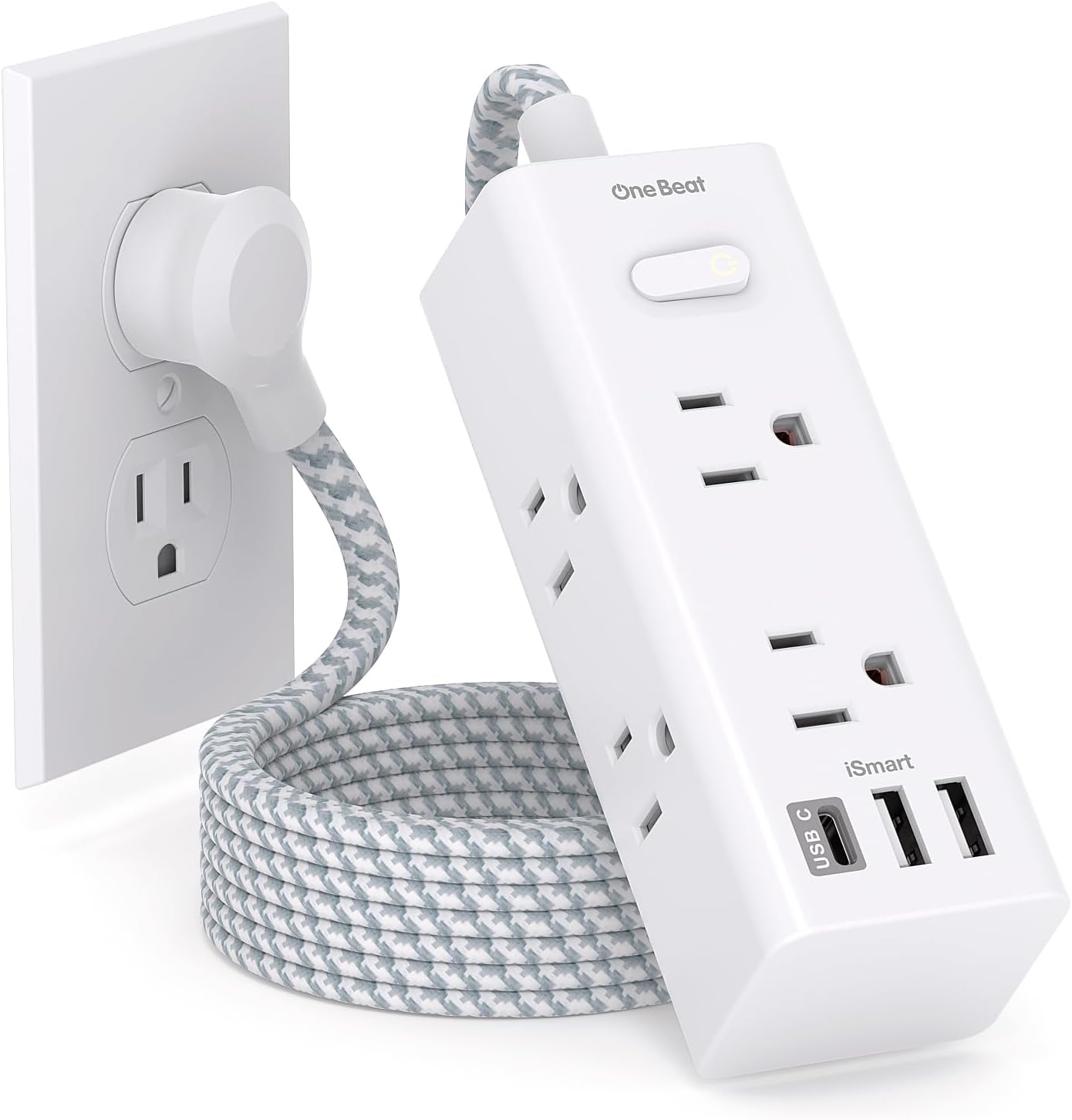 Power Strip Surge Protector - One Beat 6 Widely Outlets with 3 USB Ports - -27% $9.48