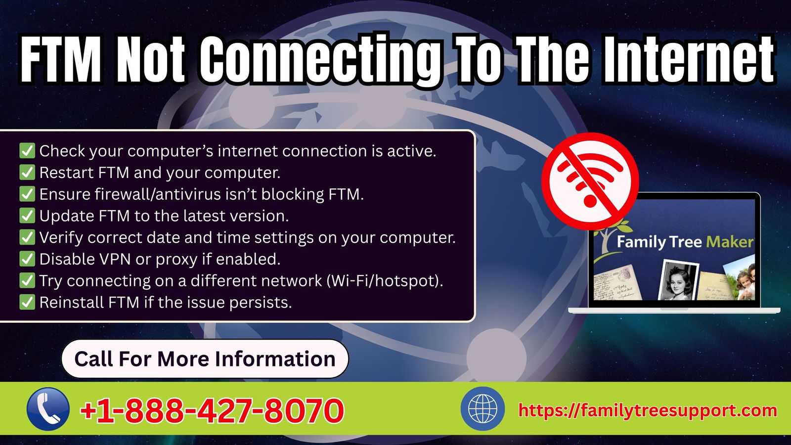 Family Tree Maker not Connecting to the Internet - FTM Support