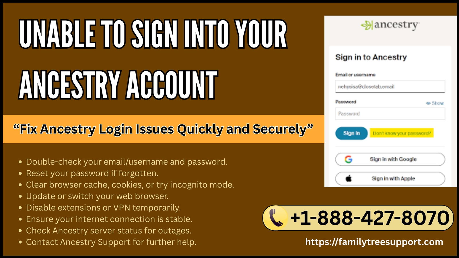 Unable Sign into Ancestry Account - Ancestry Login Issues