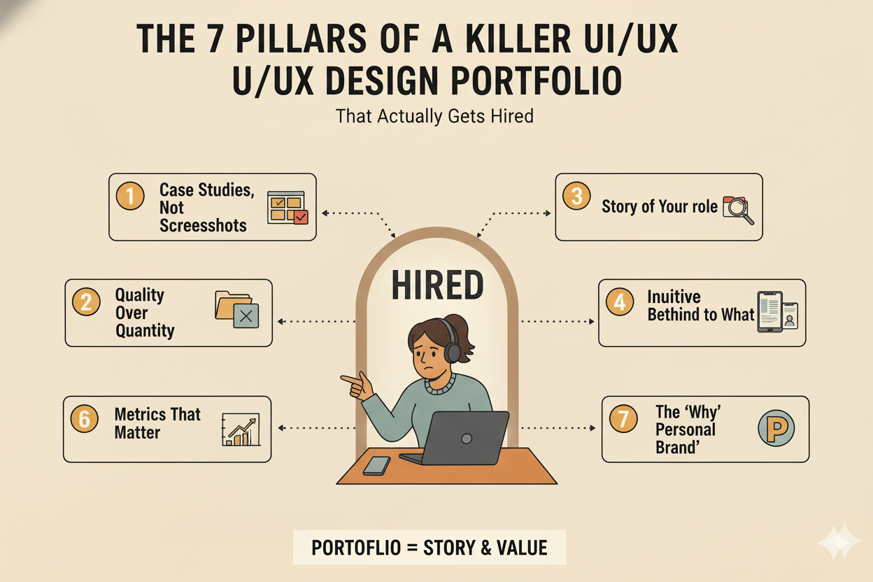 The 7 Pillars of a Killer UI/UX Design Portfolio (That Actually Gets Hired)