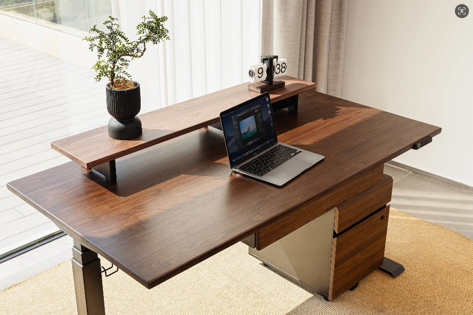 höhenverstellbarer schreibtisch massivholz