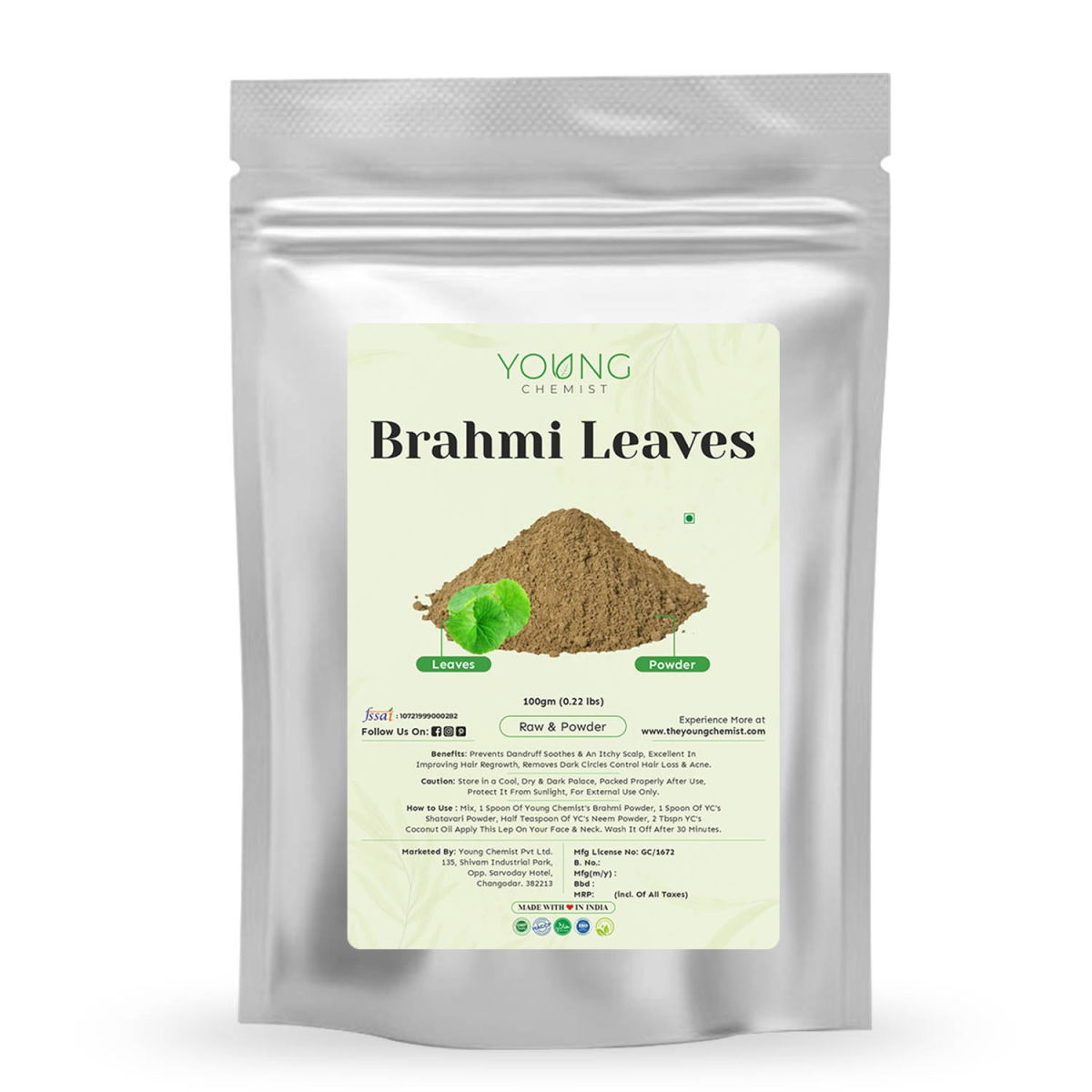 Brahmi Herbal Powder Natural Nervine Tonic for Calmness &amp; Concentration