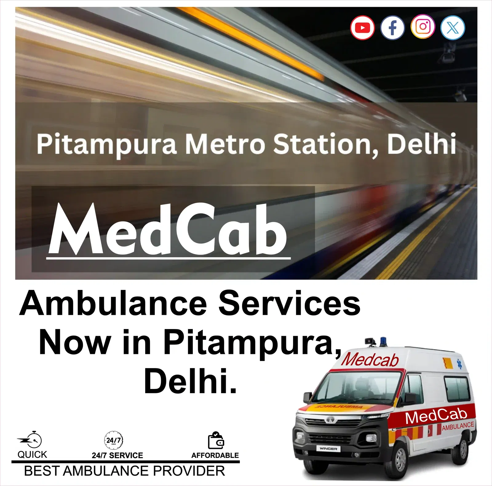  Fast Ambulance in Pitampura, Delhi | Med Cab