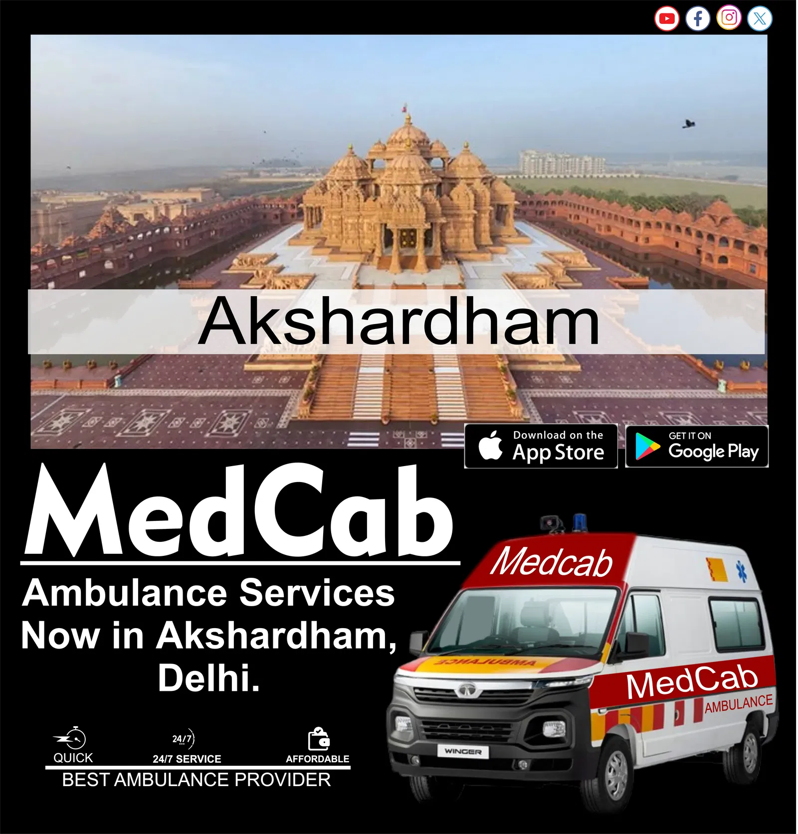 Ambulance Services in Akshardham, Delhi