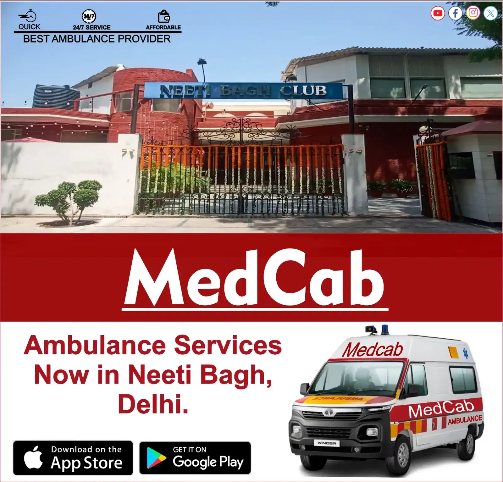 Ambulance Services in Neeti Bagh, Delhi