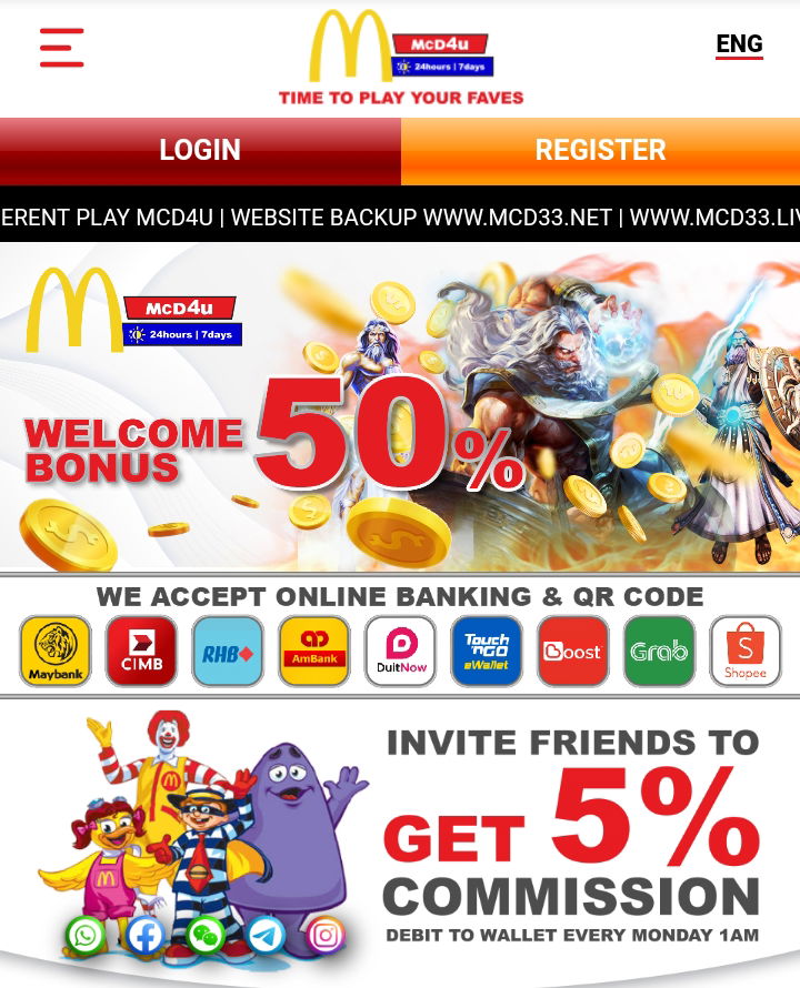 🔥Mcd33🔥 Welcome bonus 50%