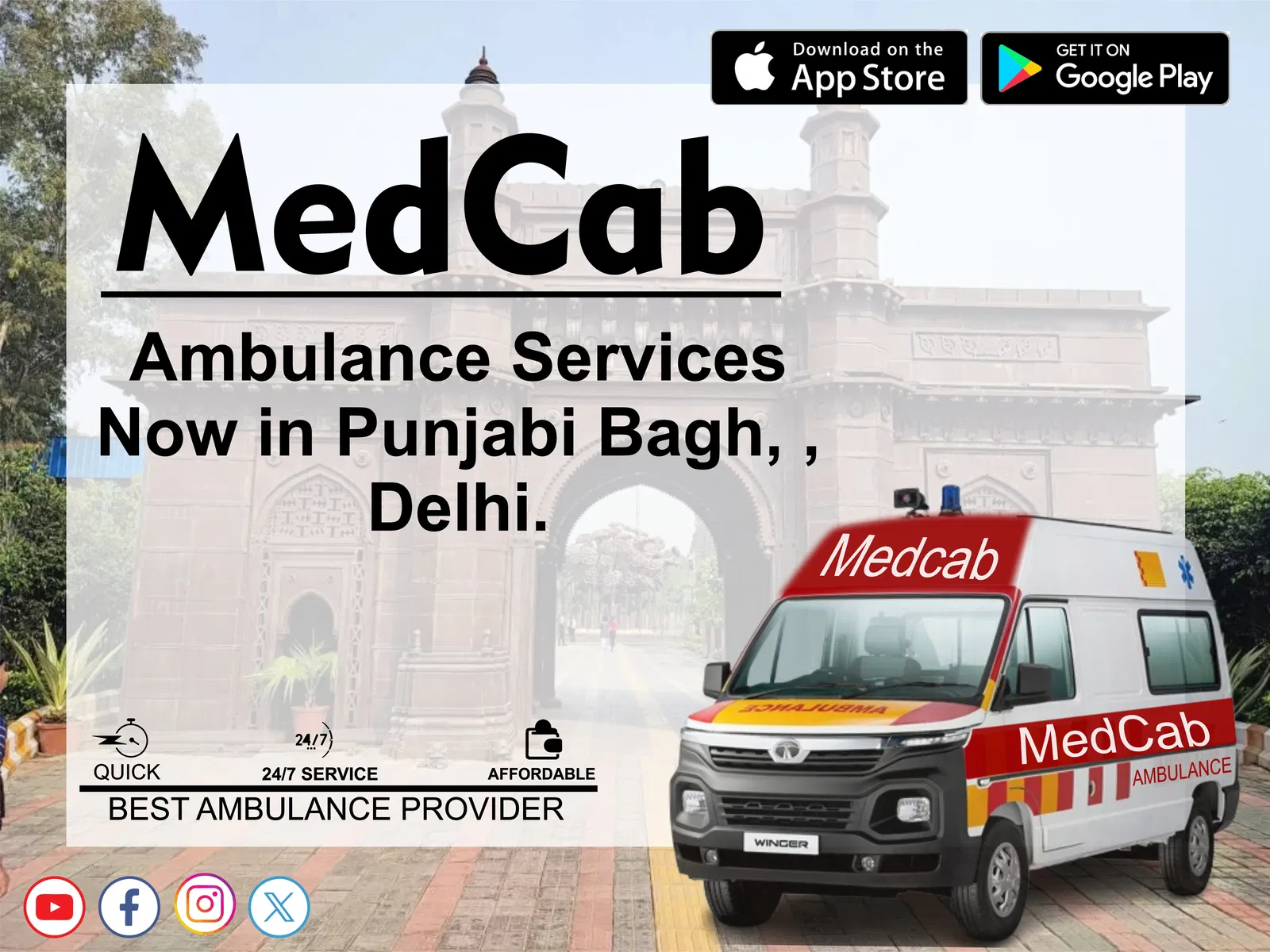  Emergency Ambulance Service in Punjabi Bagh, Delhi 
