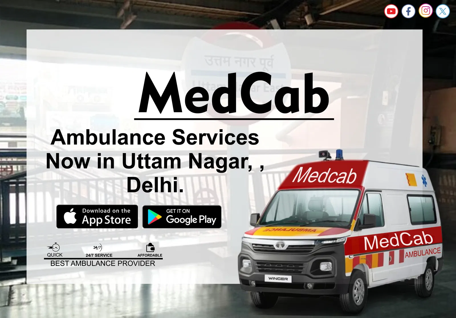 Quick Ambulance Booking in Uttam Nagar, Delhi with MedCab