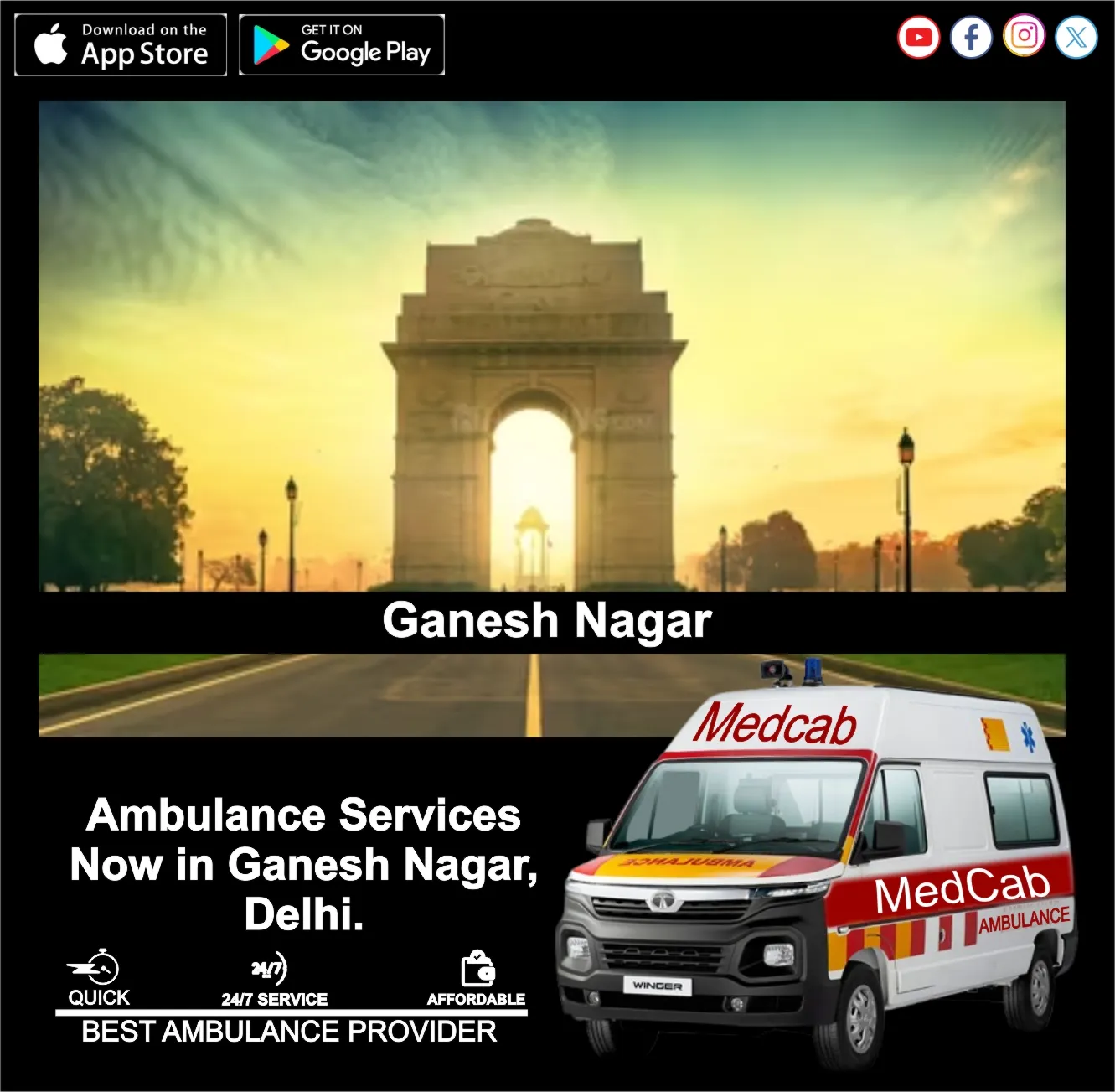 Fast Ambulance Booking in Ganesh Nagar, Delhi with MedCab Support