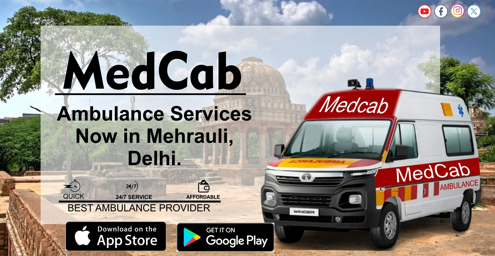 MedCab 24/7 Ambulance Service in Mehrauli Delhi – Quick Emergency Response & Care