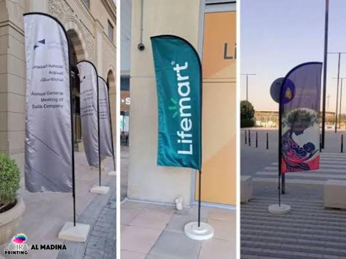Curved Top Flag Printing in Dubai | Custom Outdoor Flags