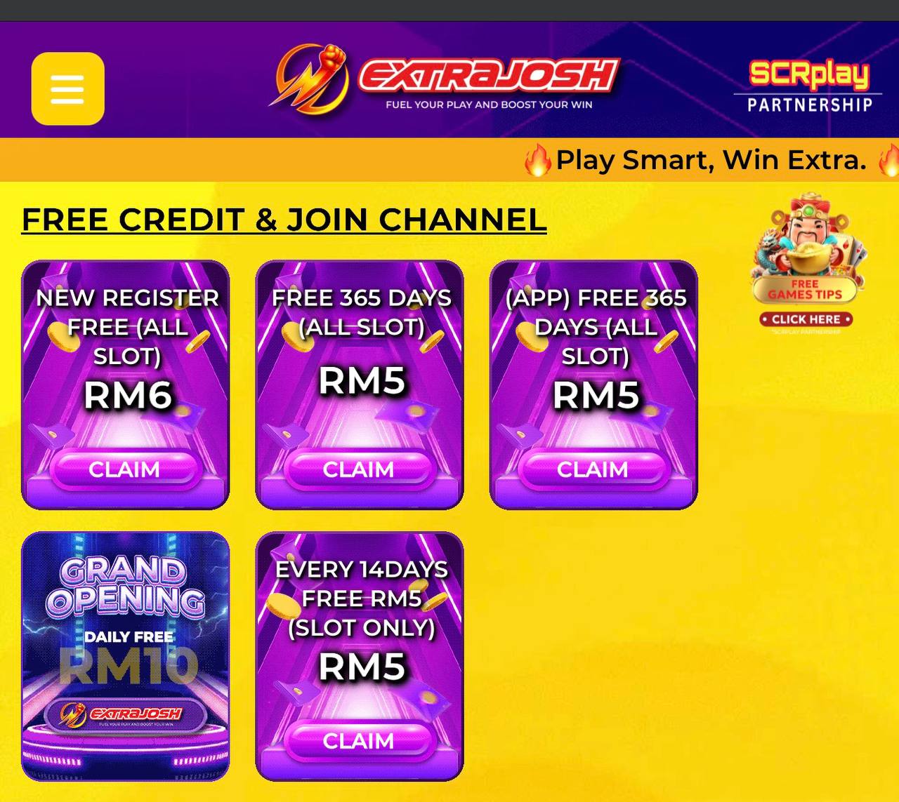 ExtraJosh💵 Free Credit 365Hari RM5 All Slot💵New Register Free RM6 All Slot💵Welcome Bonus 50%💵Telco Cuci Penuh