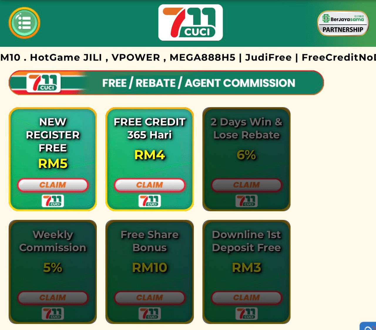 711CUCI💵 Free Credit 365Hari RM4 All Slot💵New Register Free RM5 All SLot💵Welcome Bonus 50%💵Telco Cuci Penuh