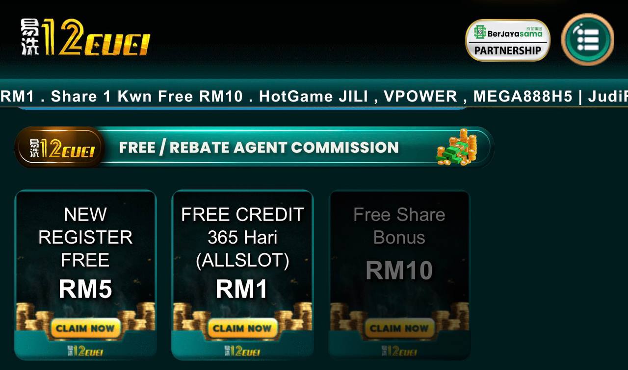 12CUCI💵 Free Credit 365Hari RM1 All Slot💵New Register Free RM5 All SLot💵Welcome Bonus 50%💵Telco Cuci Penuh