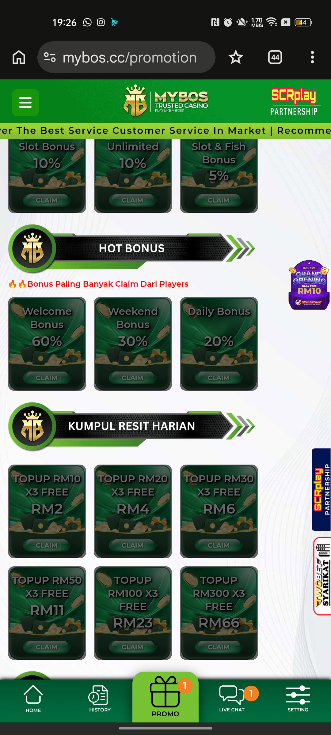 MYBOS | WIN LIKE A BOS | Slot Game | Live Casino | SportBook | SCRplay Group Partnership