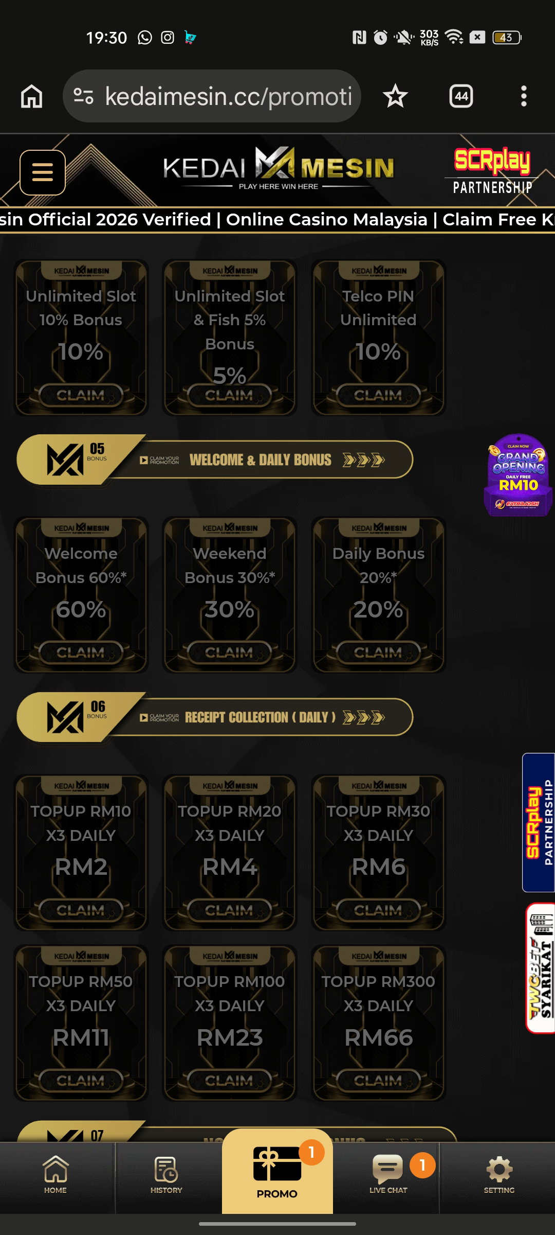 KedaiMesin | Free Credit No Deposit Online Casino Malaysia – Free Kredit &amp; Slot Links | SCRPlay Partnership