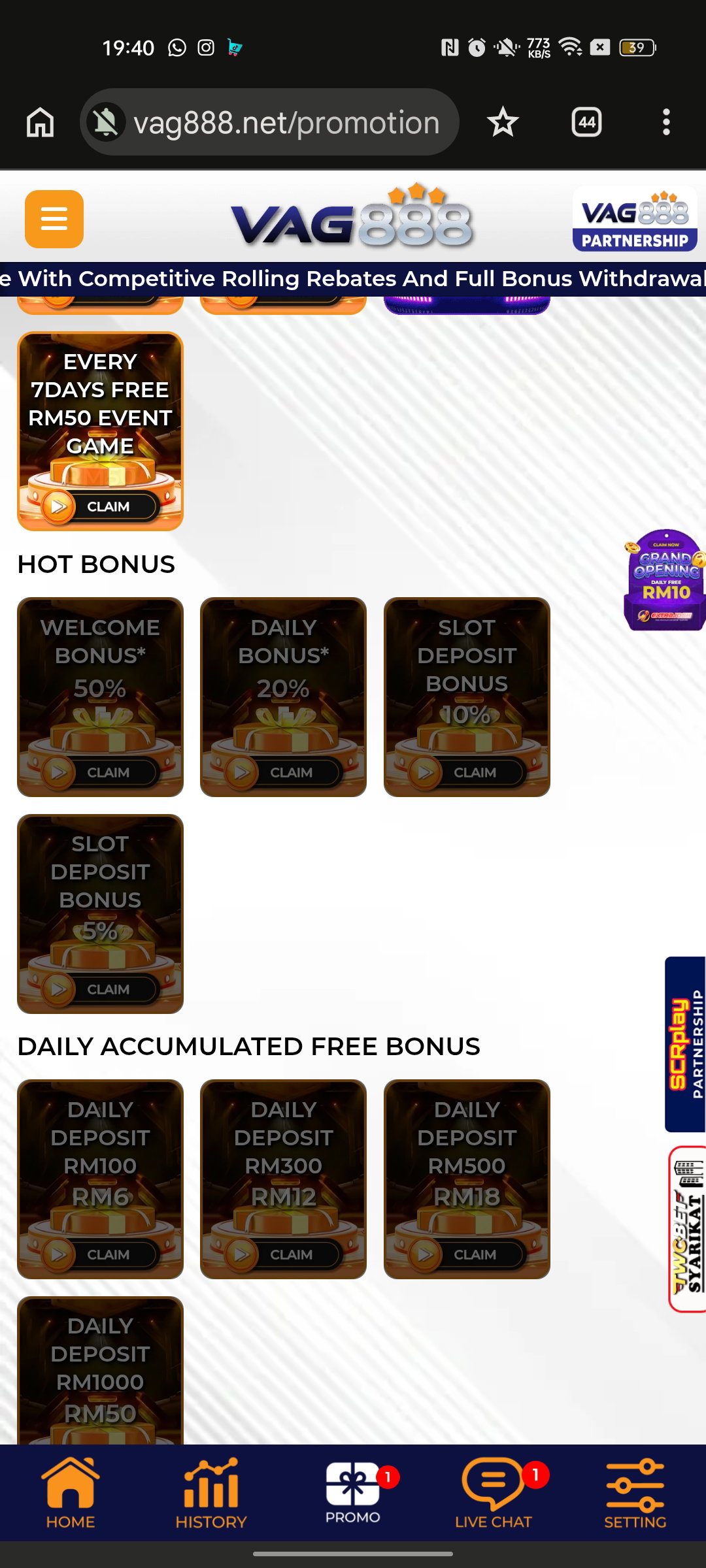 VAG888 | Malaysia Highest Rollover Rebate Online Casino | Slot Game | Live Casino | SportBook | Fast Game