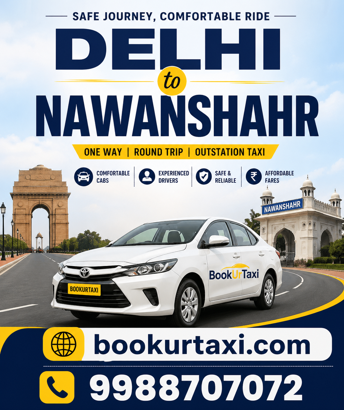 Delhi to Nawanshahr Taxi | Booking Start ₹4250 - BookUrTaxi