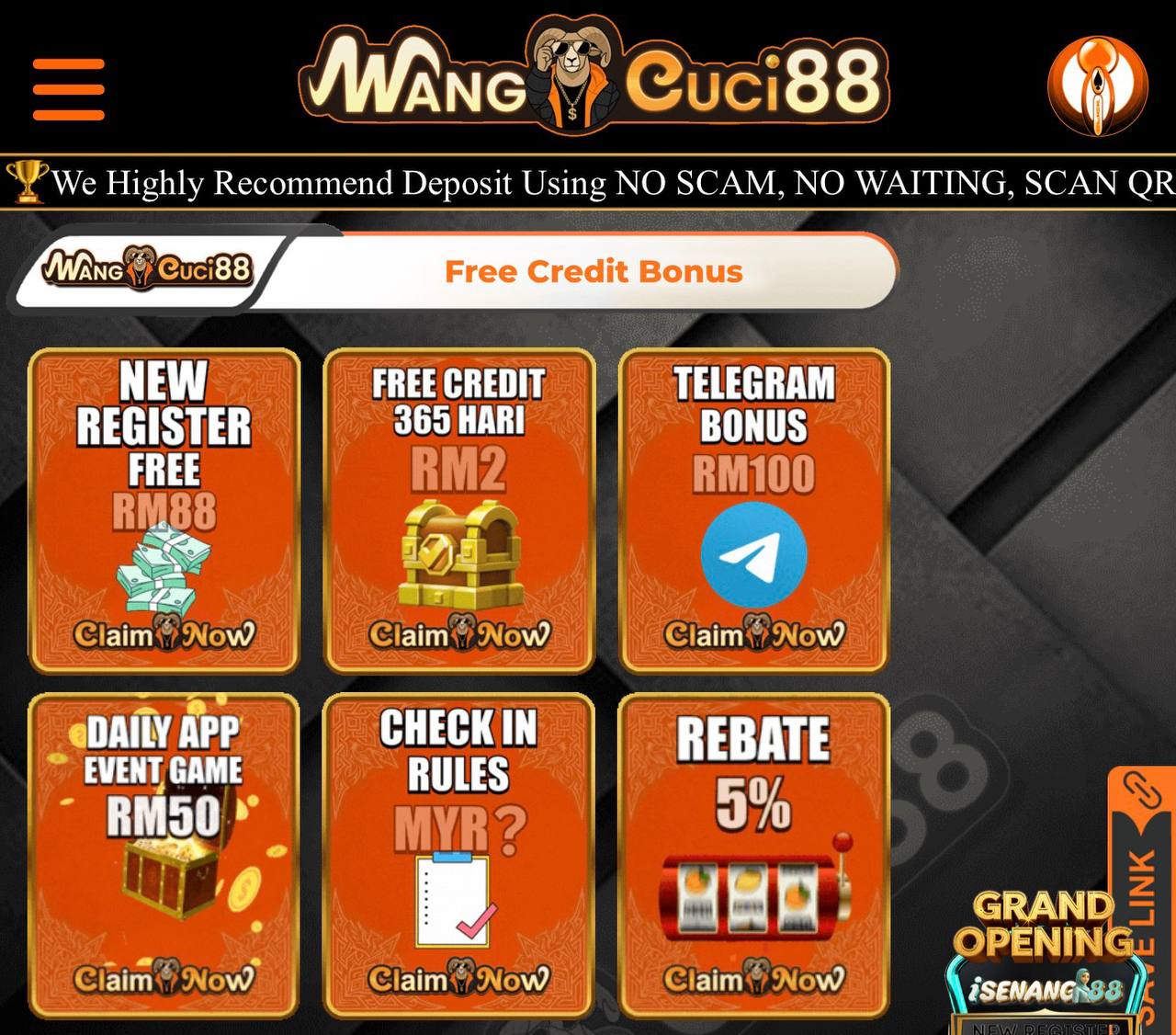 WANGCUCI88💵 Free Credit 365Hari RM2 All Slot💵New Register Free RM88💵Welcome Bonus 50%💵Telco Cuci Penuh
