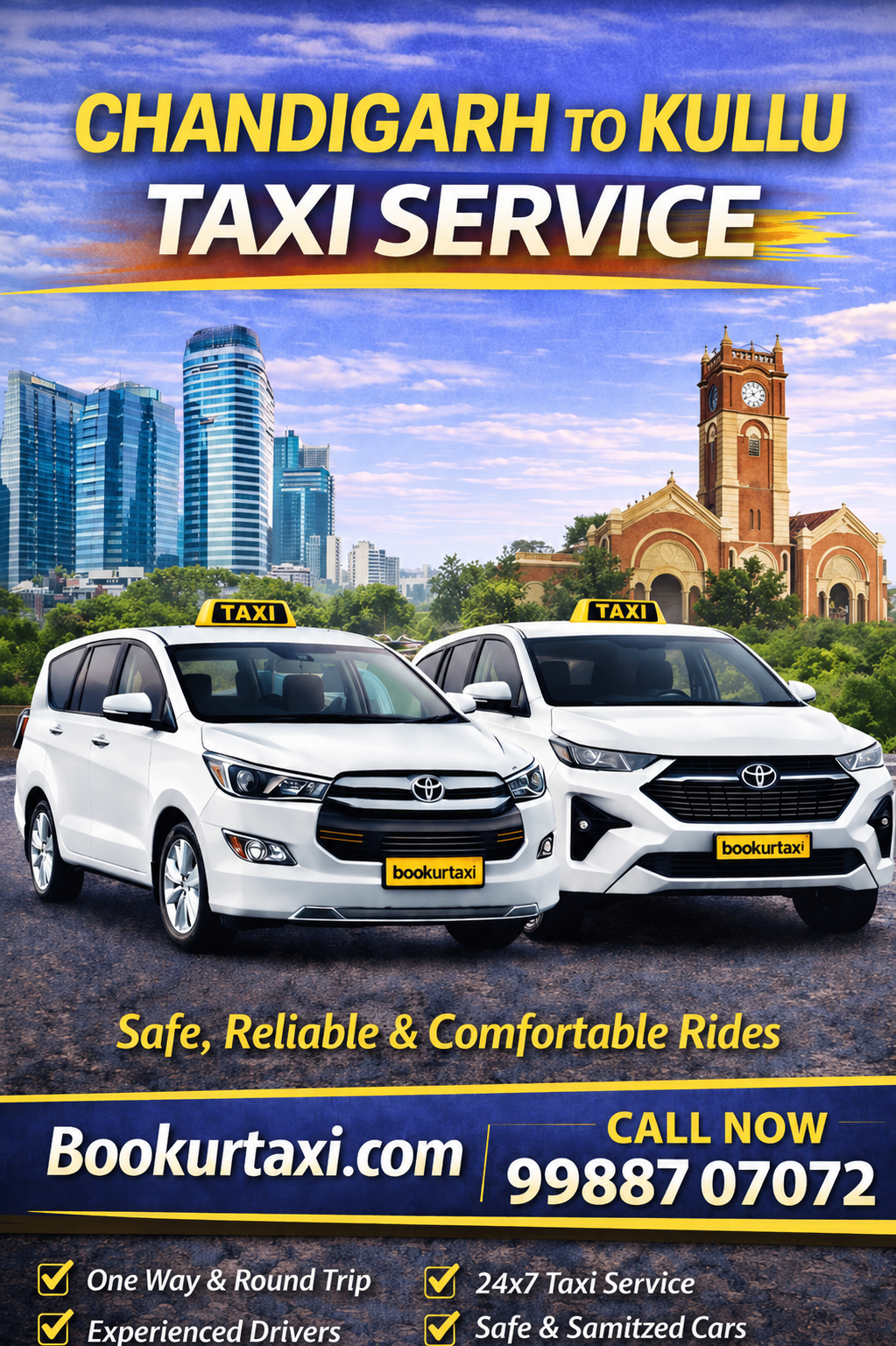 Chandigarh to Kullu Taxi | Booking Start ₹Best Fare - BookUrTaxi