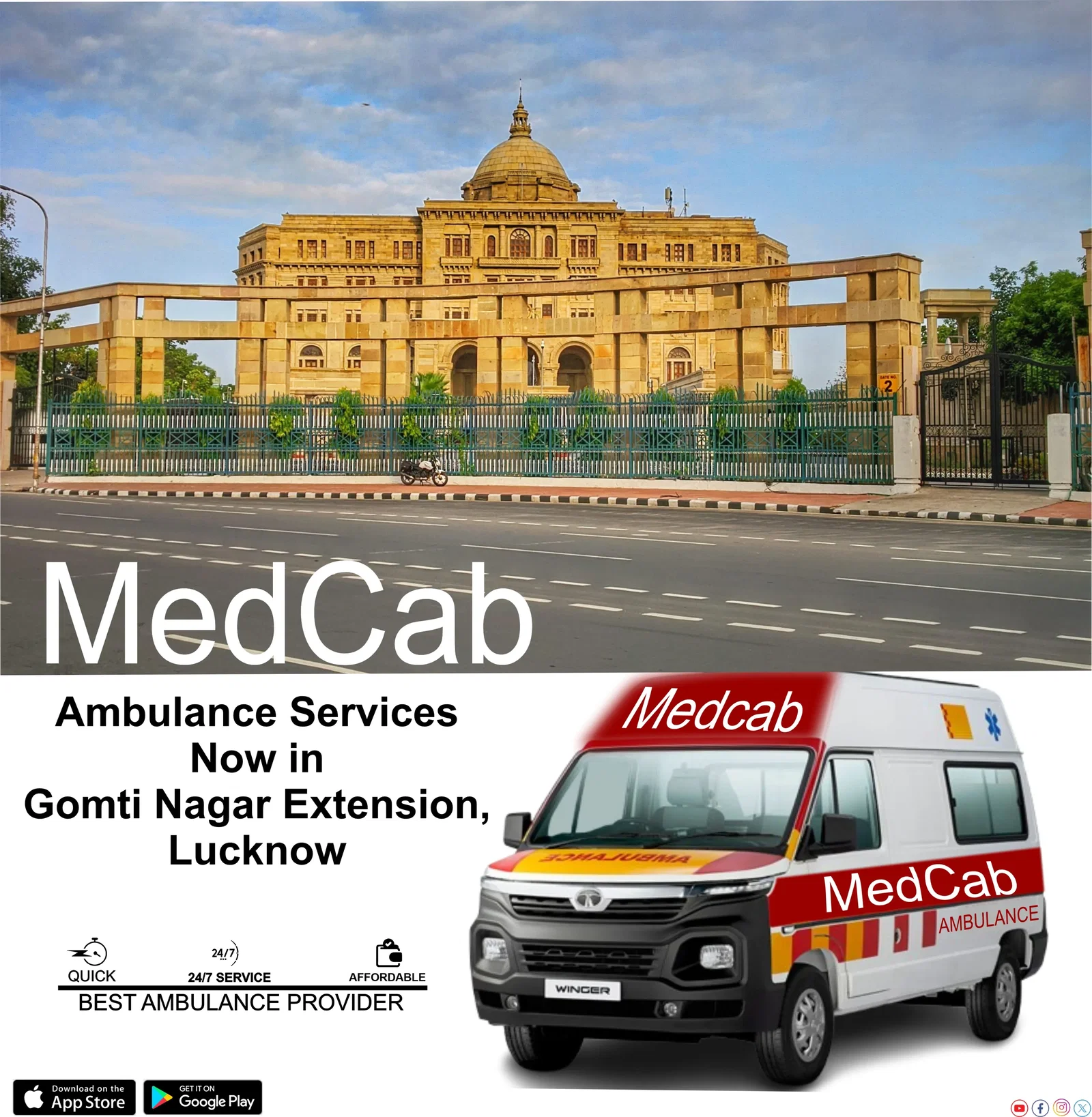 Ambulance Services in Gomti Nagar Extension, Lucknow