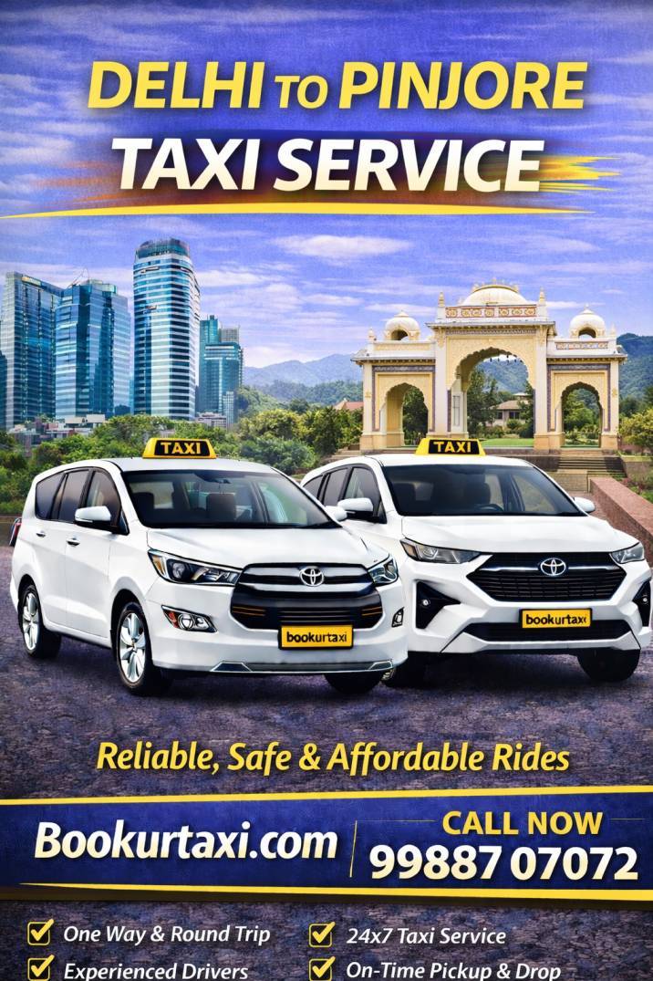 Delhi to Pinjore Taxi | Booking Start ₹3230 - BookUrTaxi