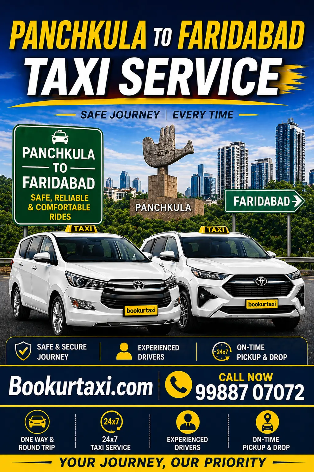 Panchkula to Faridabad Taxi | Booking Start ₹3825 - BookUrTaxi
