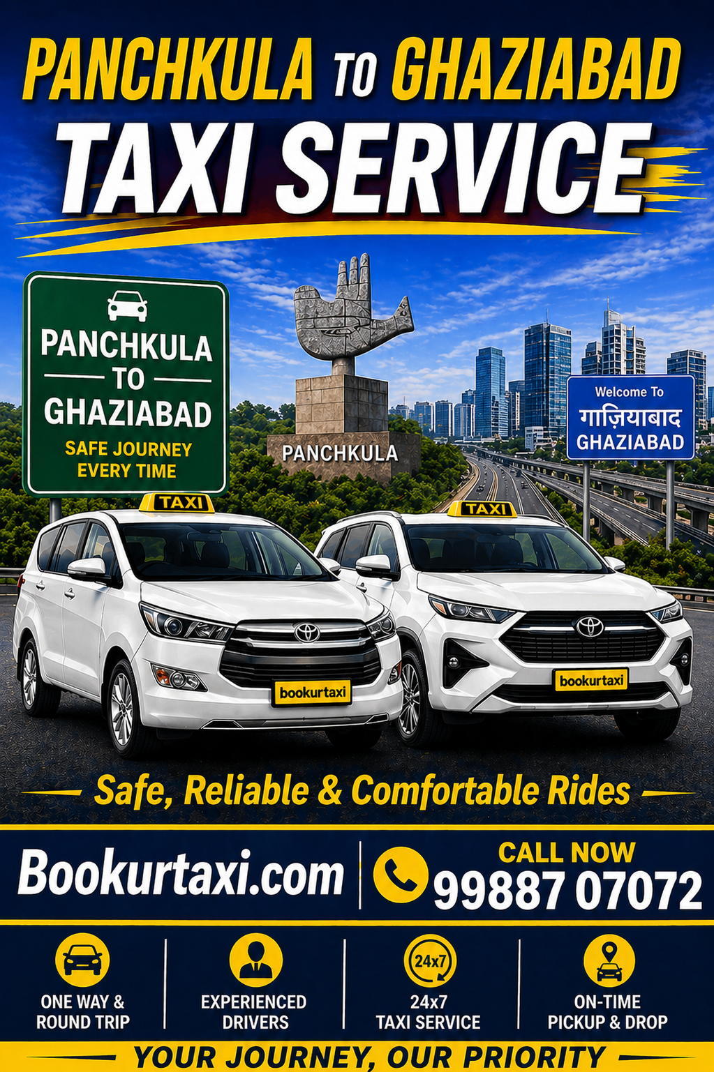 Panchkula to Ghaziabad Taxi Service | BookUrTaxi