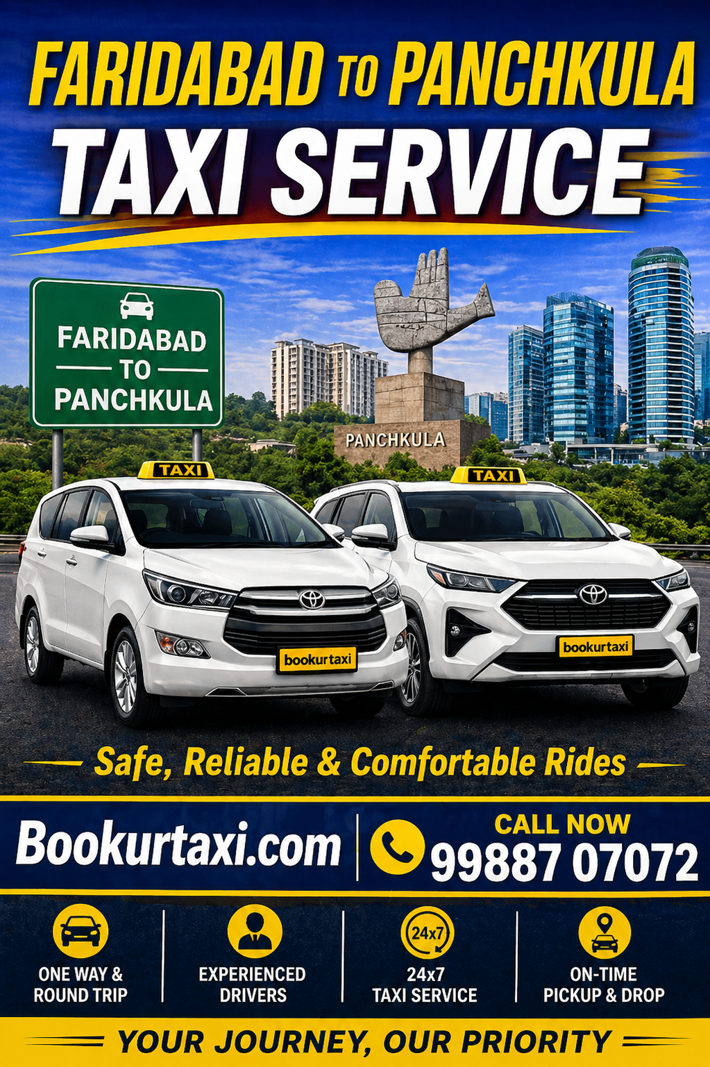 Faridabad to Panchkula Taxi | Booking Start ₹2950 - BookUrTaxi