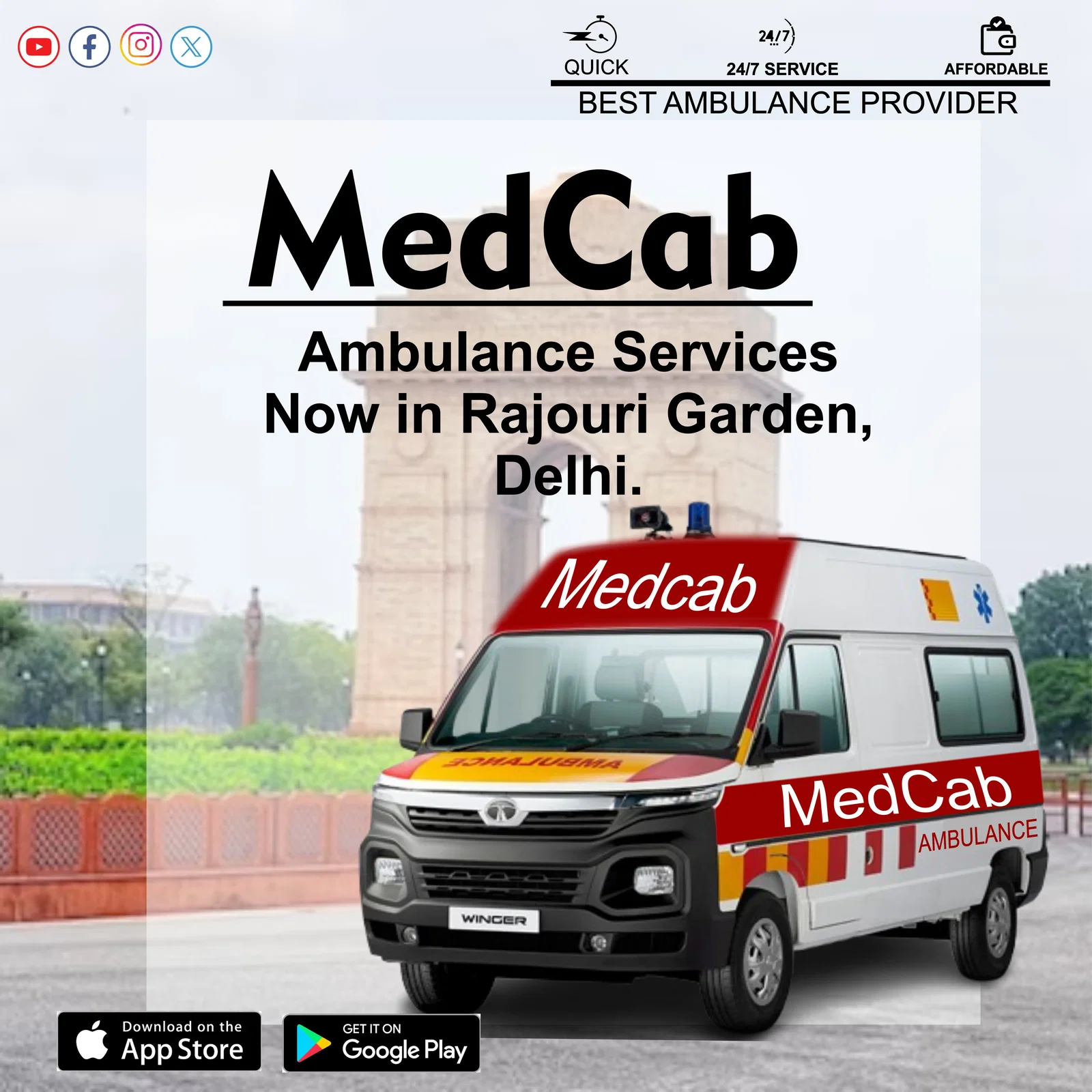  Ambulance Service in Rajouri Garden, Delhi 