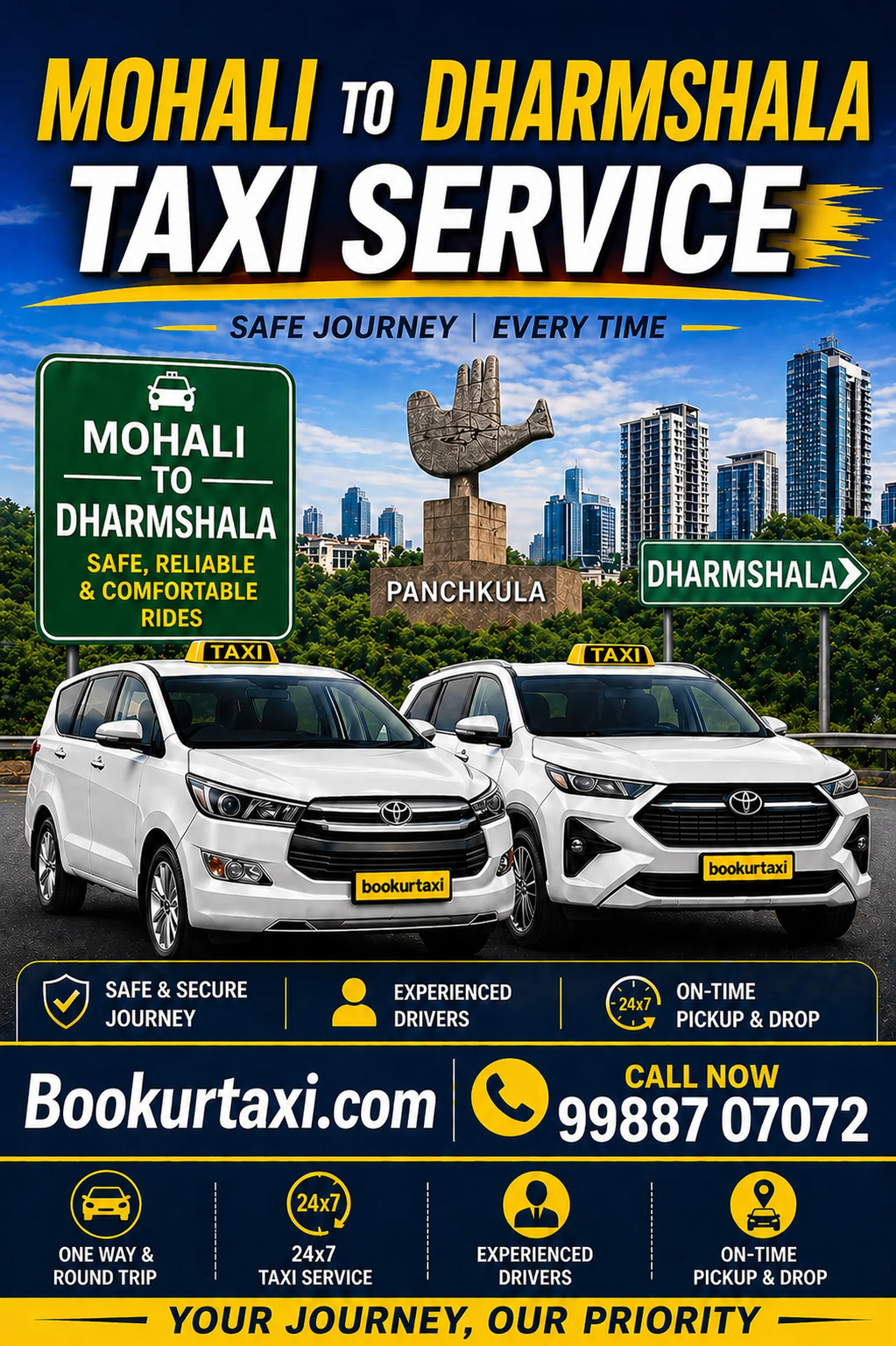 Mohali to Dharamshala Taxi | Booking Start ₹3825 - BookUrTaxi