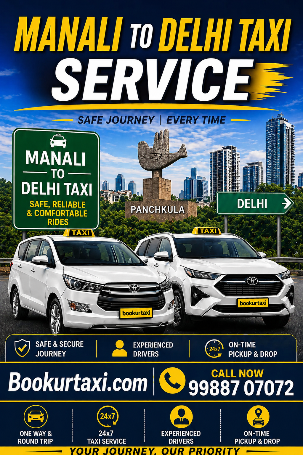 Manali to Delhi Taxi | Booking Start ₹6375 - BookUrTaxi