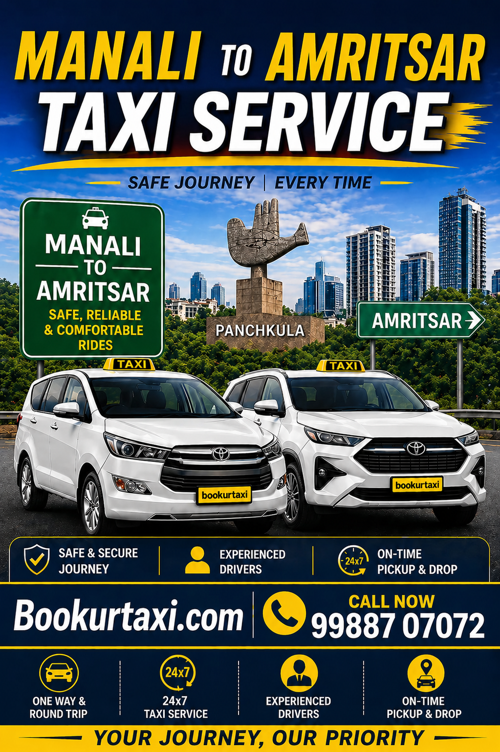 Manali to Amritsar Taxi | Booking Start ₹5520 - BookUrTaxi