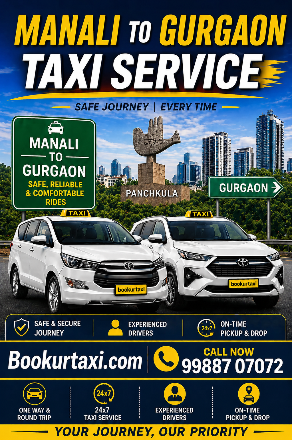 Manali to Gurugram Taxi | Booking Start ₹6375 - BookUrTaxi