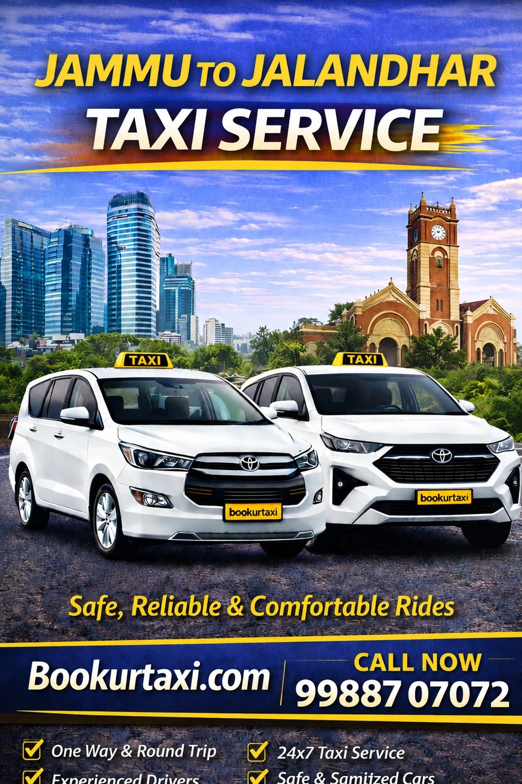 Jammu to Jalandhar Taxi | Booking Start ₹2975 - BookUrTaxi