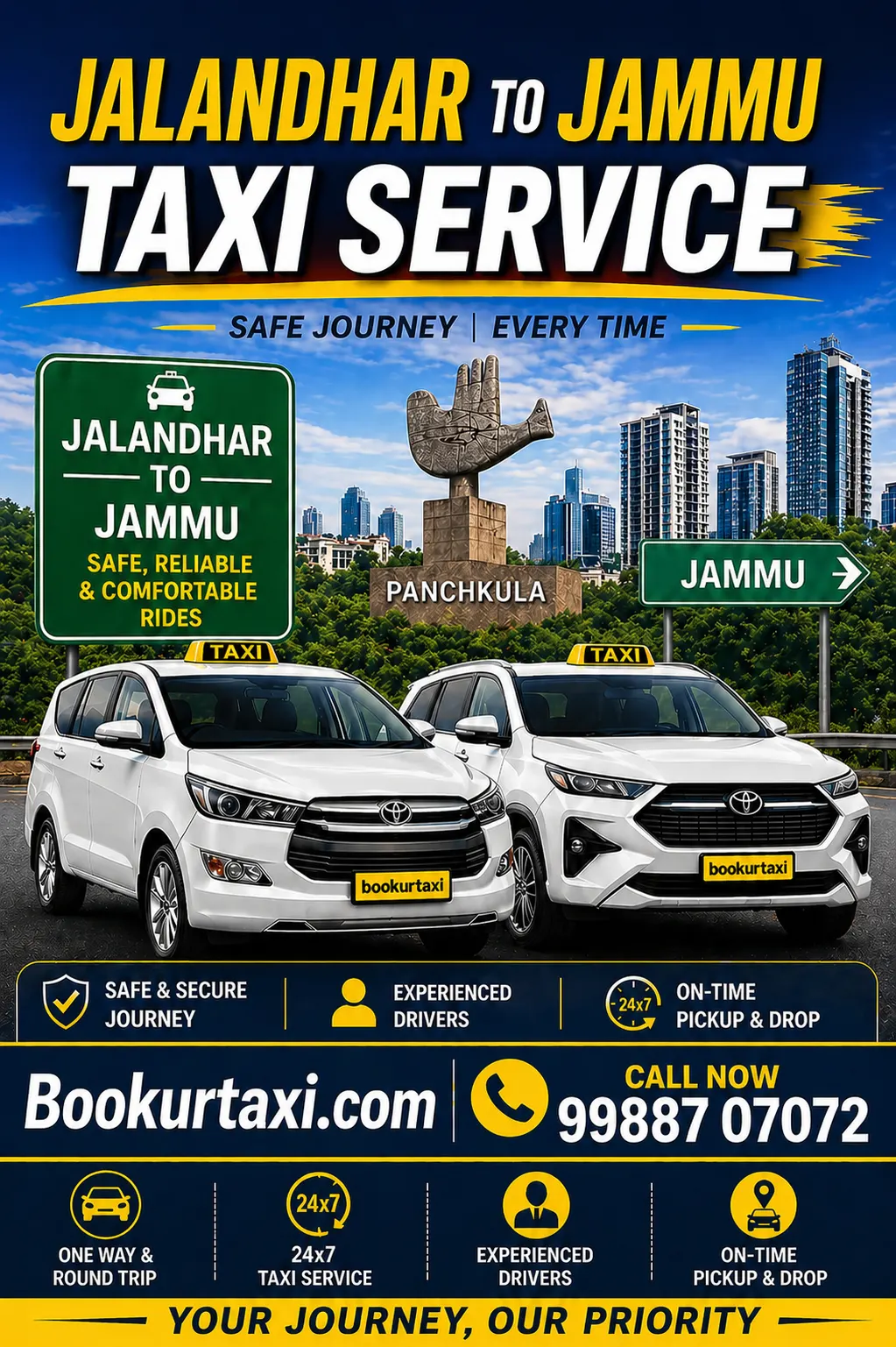 Jalandhar to Jammu Taxi | Booking Start ₹2975 - BookUrTaxi