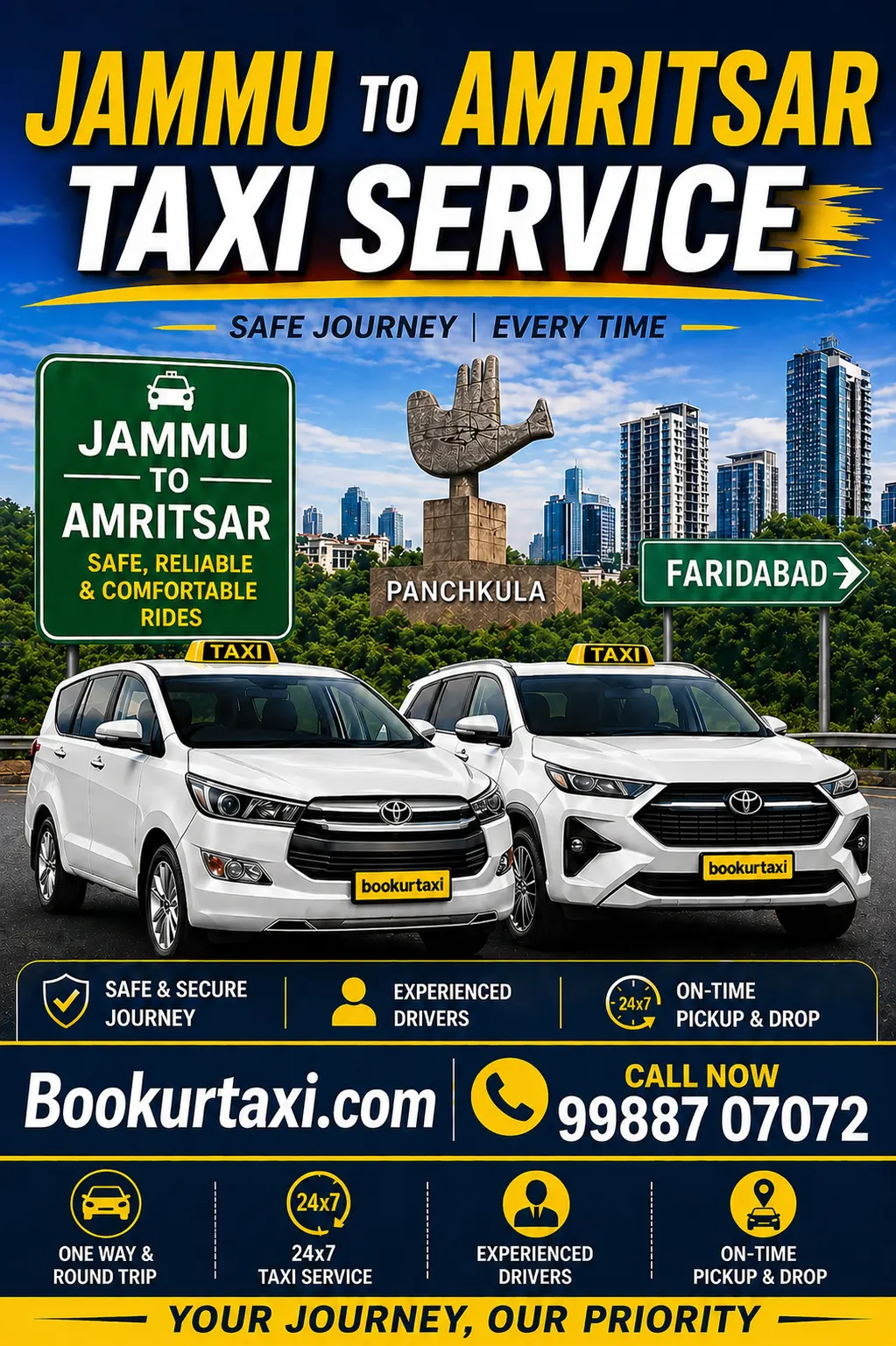 Jammu to Amritsar Taxi | Booking Start ₹2970 - BookUrTaxi