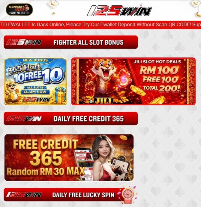 125WIN | New Register Free RM30 | Free Credit 365 RM30